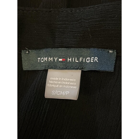 Tommy Hilfiger Blouse Womens Small Black Sheer Ruffle Sleeveless Top Chiffon - Picture 5 of 7